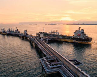 Sunset in harbor